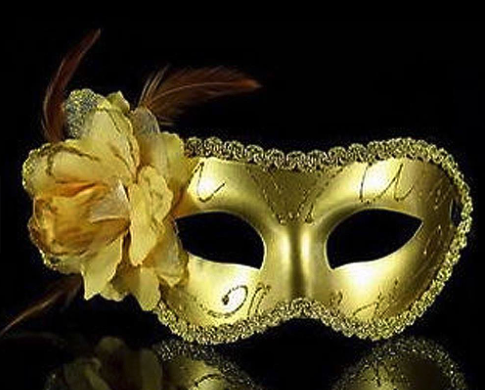 Gold masquerade mask for themed party, formal celebration