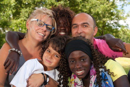 Family adoption transracial happy success healthy family parents child